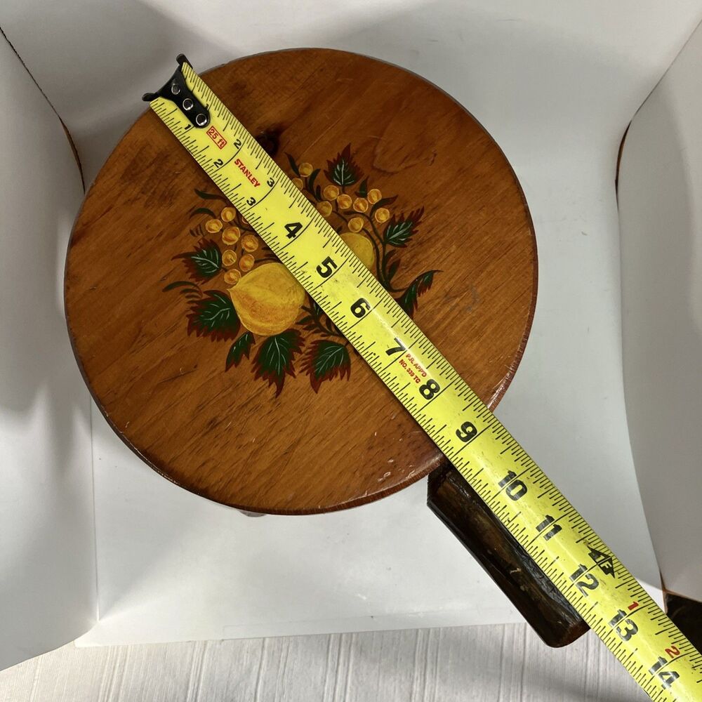 Vintage Walpole Woodworkers Hand Painted Milking Stool Cedar Wood Plant Stand - Picture 7 of 7